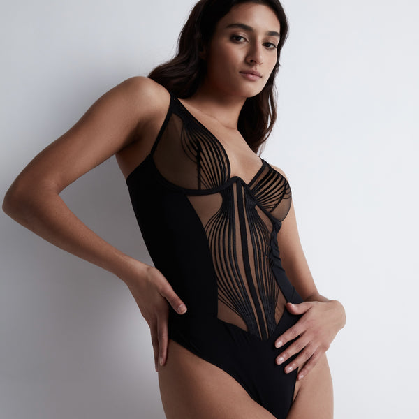 Sumptuous Waves Bodysuit - Smoky Attraction