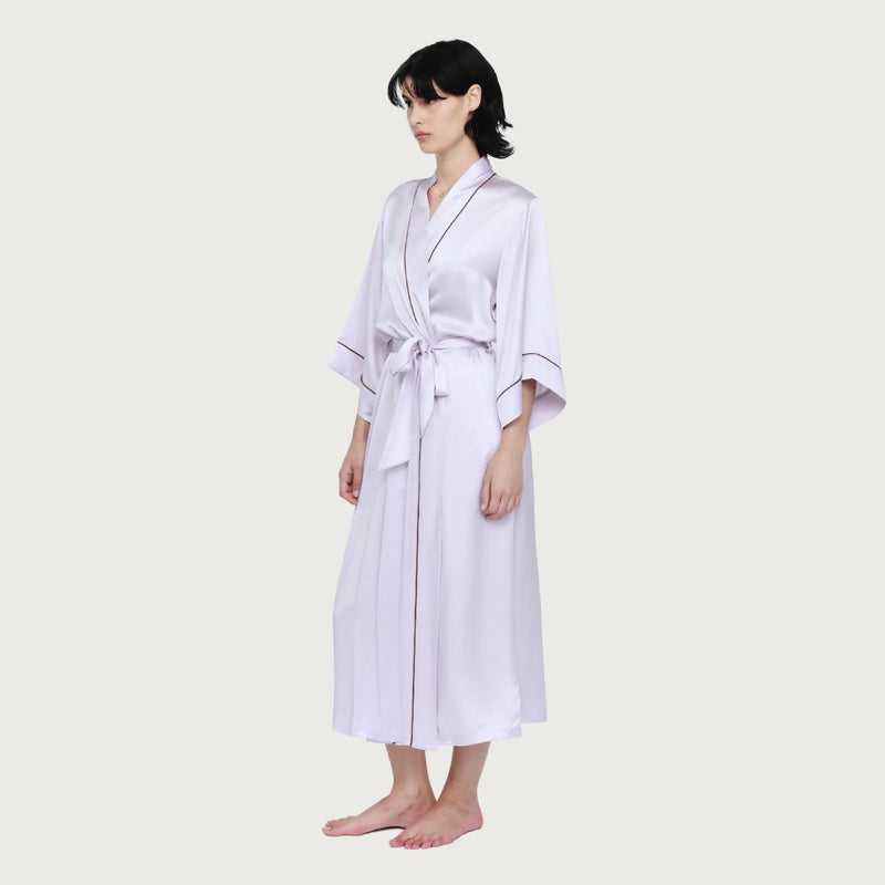 Silk Robe - Lilac Ash