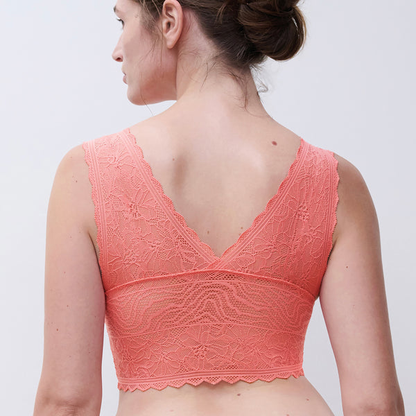 Floral Touch Padded Bralette - Coral