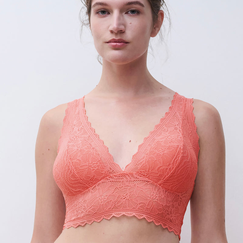 Floral Touch Padded Bralette - Coral