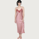 Silk and Lace Long Slip - Mauve