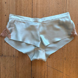 Silk Shorts with Lace Trim - Blue/Tan