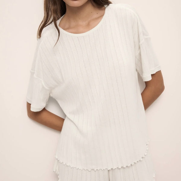 Pointelle Short Sleeve Tee - Ivory