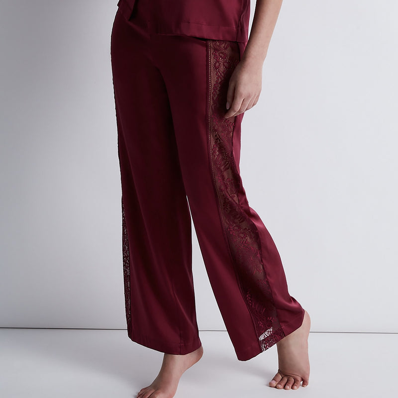 Midnight Whisper Silk Pants - Crimson