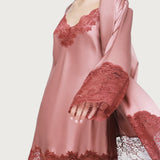 Silk and Lace Robe - Mauve