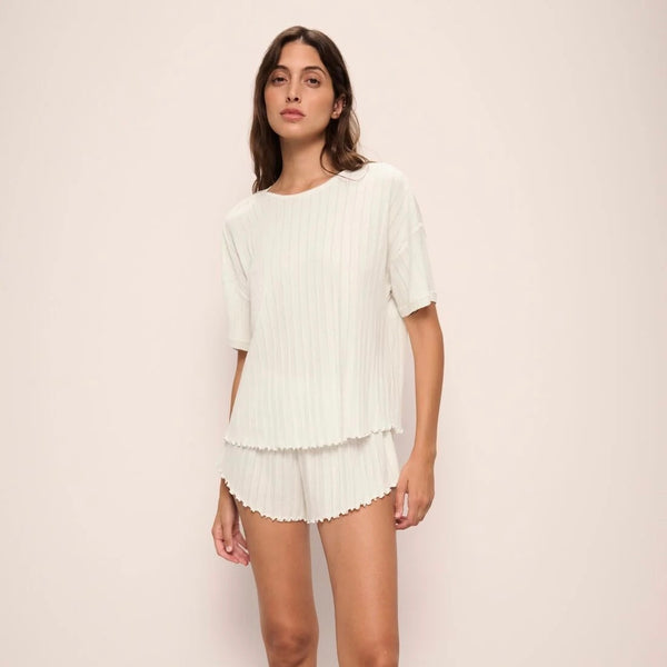 Pointelle Short Sleeve Tee - Ivory